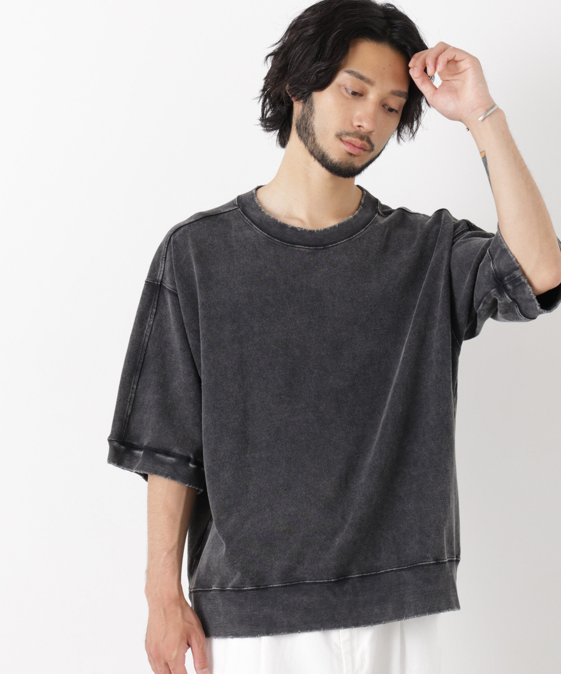 nano･universe「ケミカル加工袖線切替えTシャツ」|Tシャツ・カットソー|