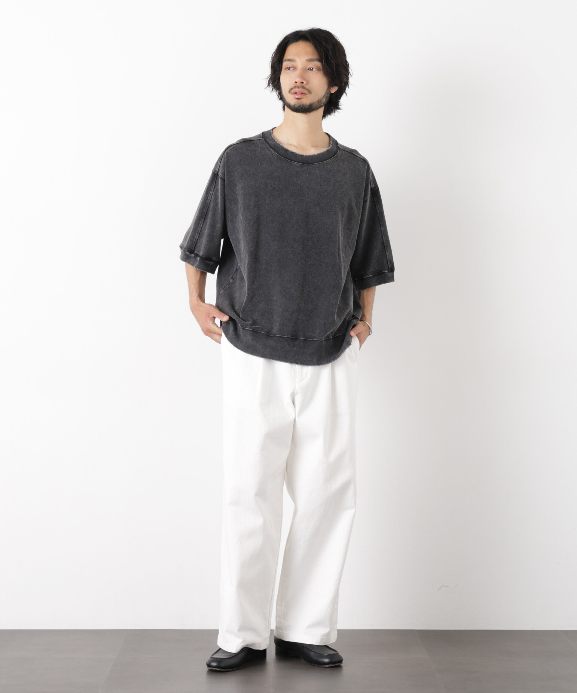 nano･universe「ケミカル加工袖線切替えTシャツ」|Tシャツ・カットソー|