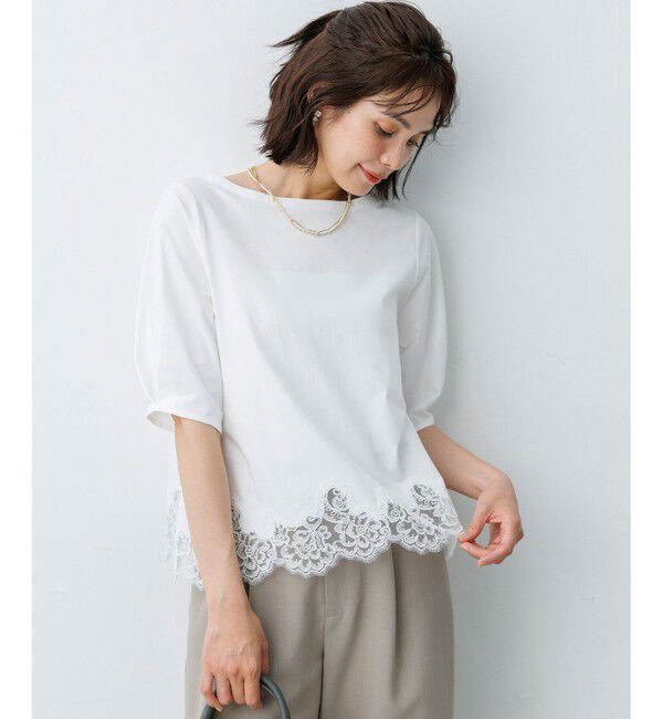 組曲「レースコンビ ボートネック カットソー」|Tシャツ・カットソー|