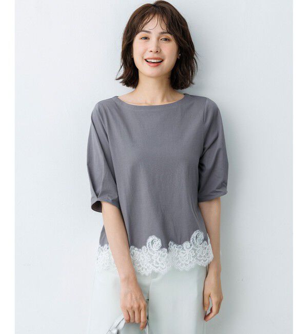 組曲「レースコンビ ボートネック カットソー」|Tシャツ・カットソー|