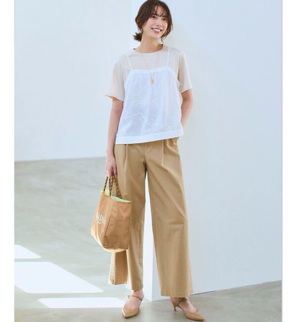 23区「シアーエンブロイダリー キャミソール コンビ Tシャツ」|Tシャツ・カットソー|