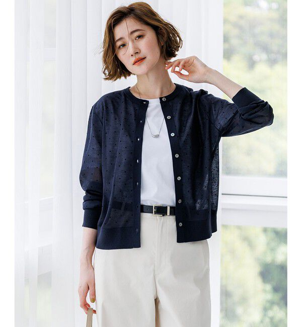 23区「【WEB&一部店舗限定カラーあり】シアードット クルーネック カーディガン」|ニット・セーター|[WEB&一部店舗限