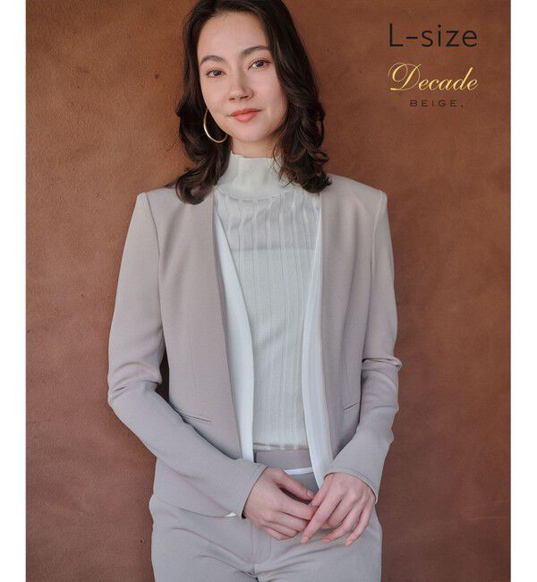 BEIGE,「【Lsize・セットアップ対応】CINDY / ダブルカラージャケット」|ノーカラージャケット|Taupe