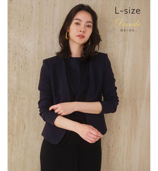 BEIGE,「【Lsize・セットアップ対応】CINDY / ダブルカラージャケット」|ノーカラージャケット|Navy