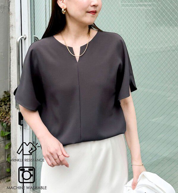 NOLLEY'S sophi「《セットアップ対応》NEW morisachiウォッシャブルツイルケープ風ブラウス」|シャツ・ブラウス|チャコールグレー