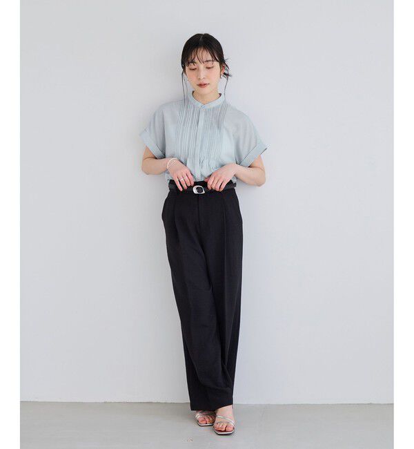 VIS「【夏トク価格】気流染めピコピンタック半袖ブラウス/接触冷感」|シャツ・ブラウス|