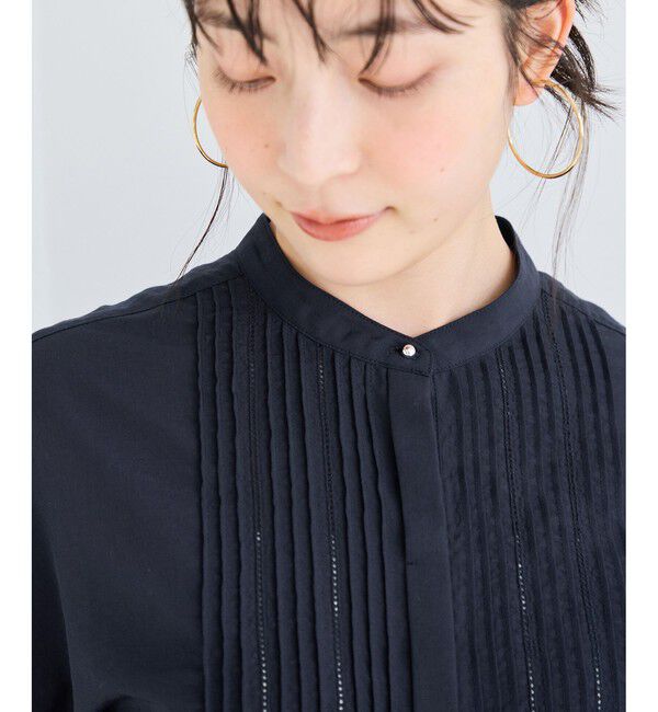 VIS「【夏トク価格】気流染めピコピンタック半袖ブラウス/接触冷感」|シャツ・ブラウス|