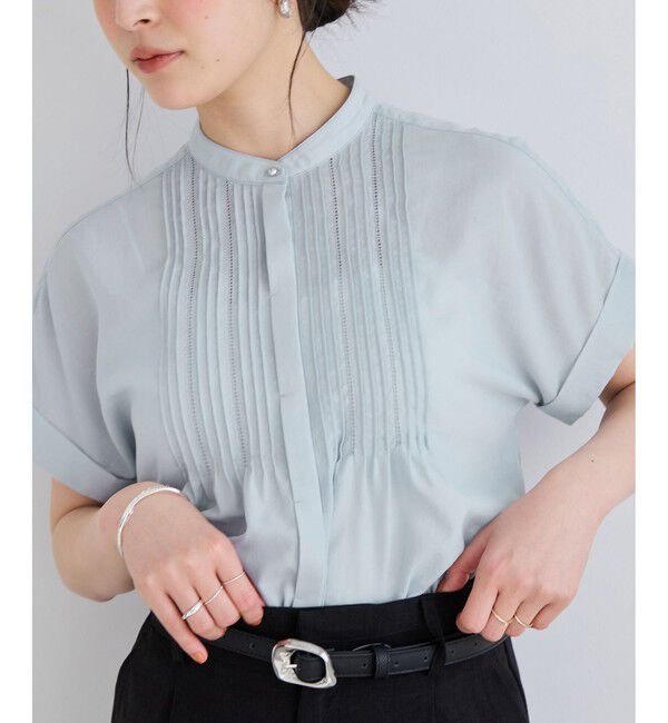 VIS「【夏トク価格】気流染めピコピンタック半袖ブラウス/接触冷感」|シャツ・ブラウス|