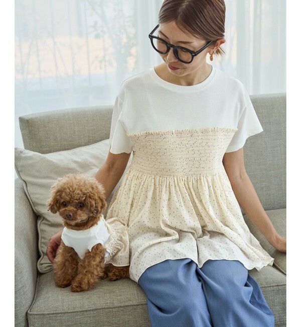 Rope&rsquo;Picnic「【ベストヒット】シャーリングドッキングハーフスリーブカットソー」|Tシャツ・カットソー|