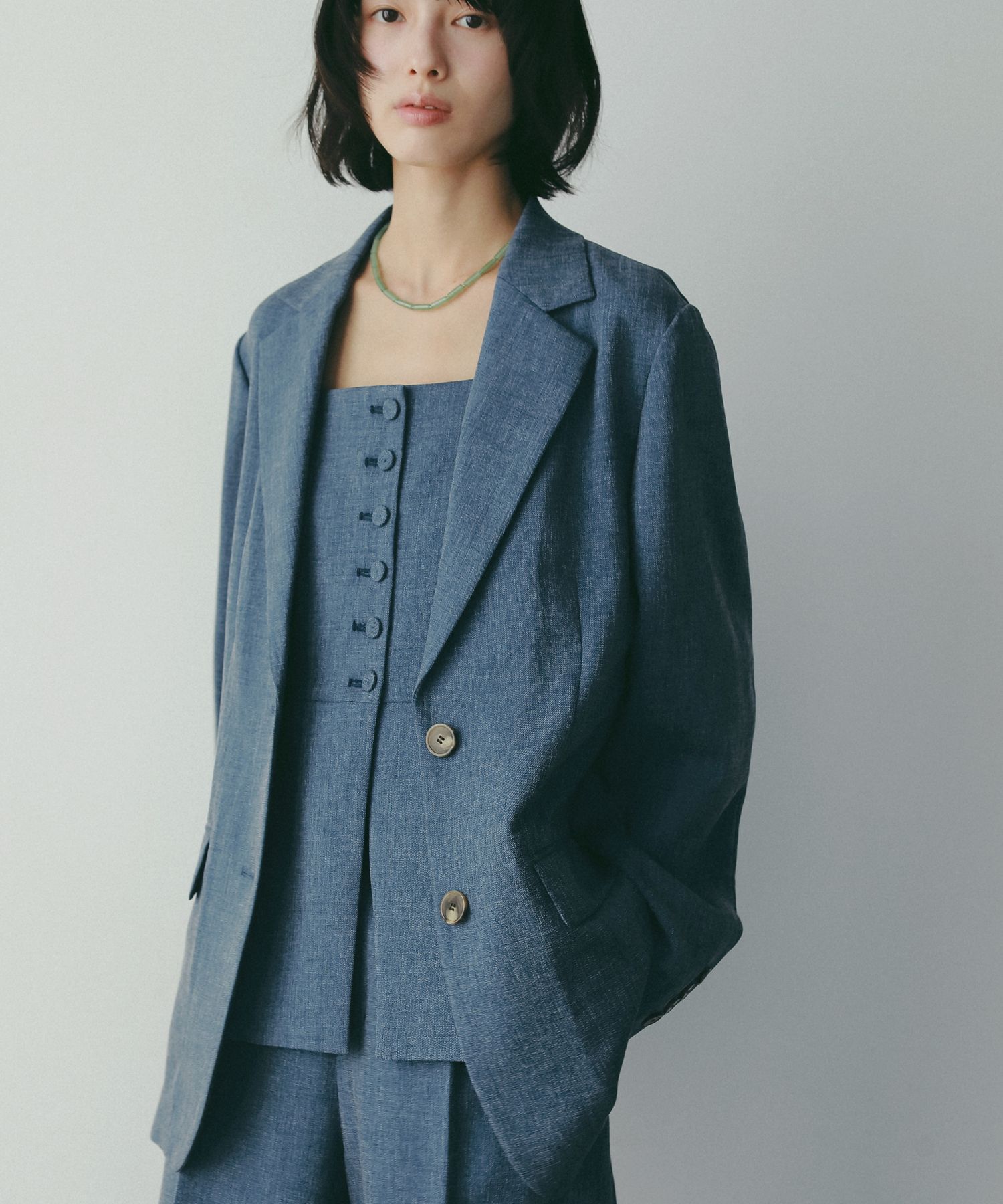 A part by 「【UVカット・Sサイズ展開】リネンライクシングルジャケット」|テーラードジャケット|ブルー