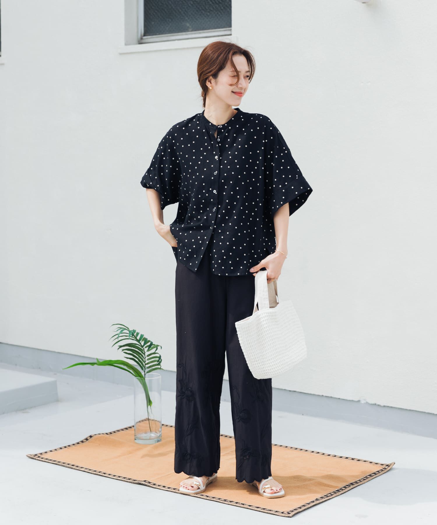 URBAN RESEARCH DOORS「リネンリヨセルドットドルマンシャツ」|シャツ・ブラウス|