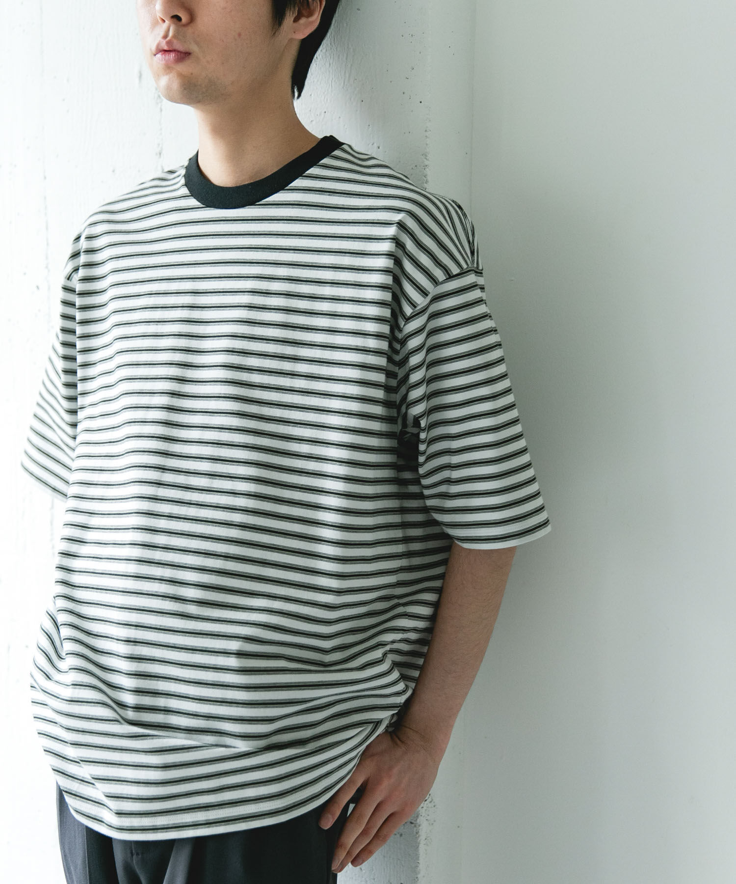 URBAN RESEARCH DOORS「プレーティングマルチボーダーTシャツ」|Tシャツ・カットソー|ホワイト系その他