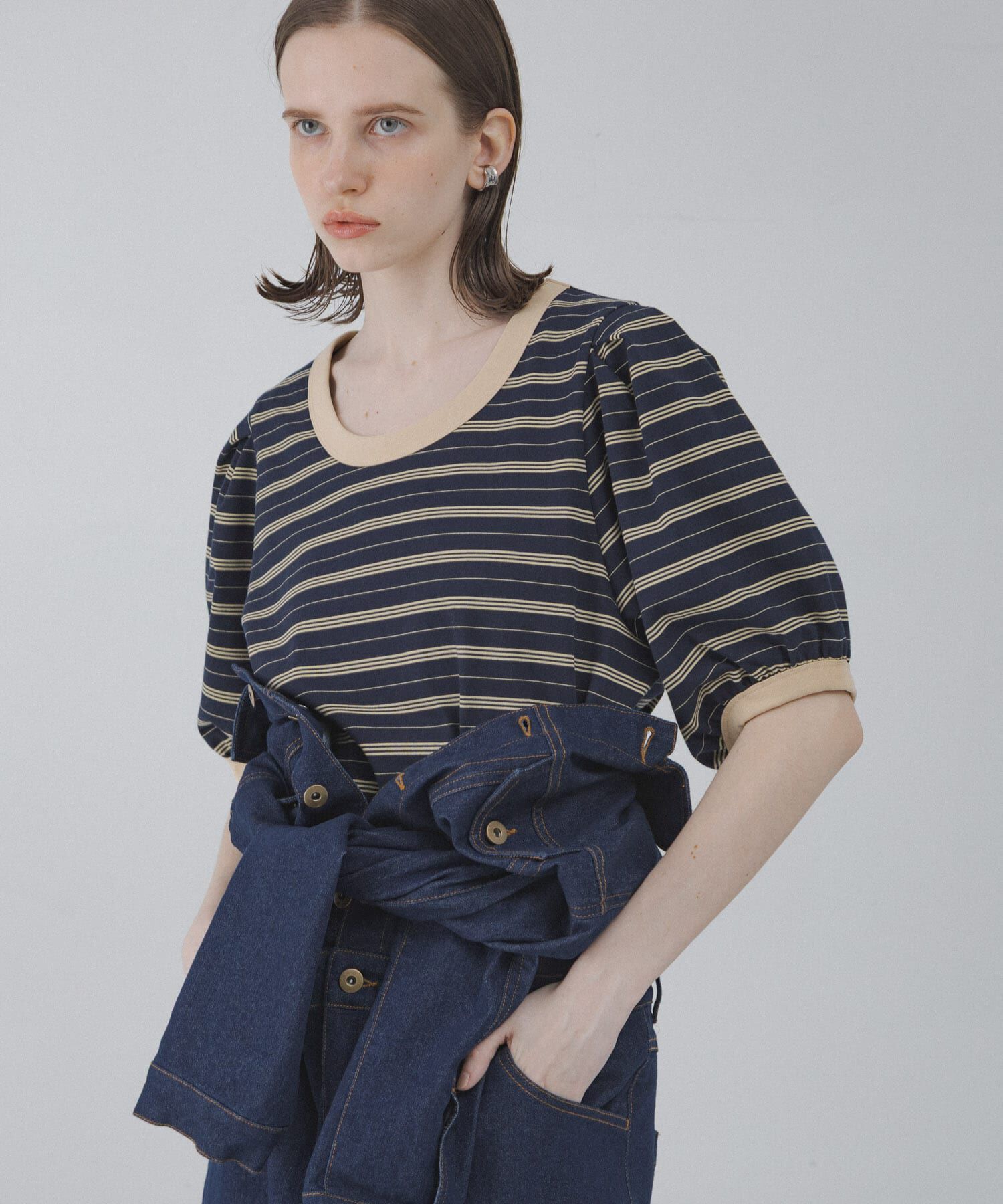 Sonny Label 「マルチボーダーパフスリプルオーバー」|Tシャツ・カットソー|