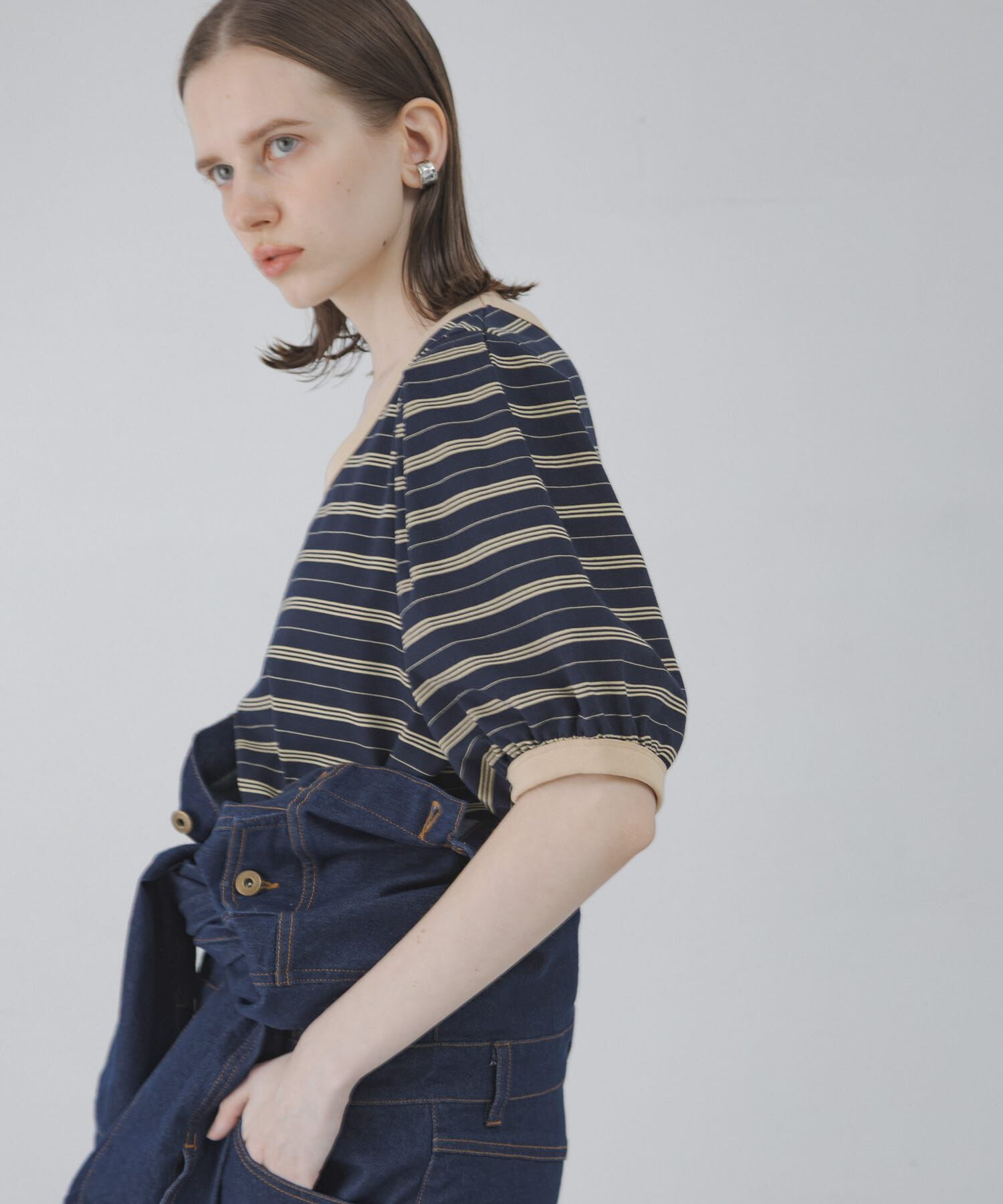 Sonny Label 「マルチボーダーパフスリプルオーバー」|Tシャツ・カットソー|