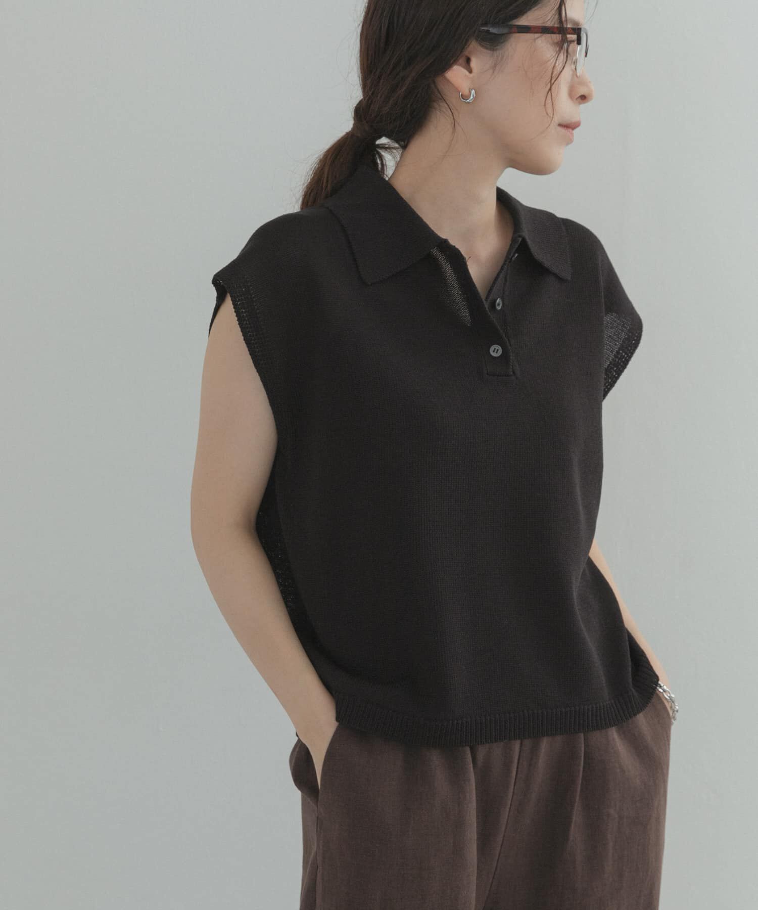 URBAN RESEARCH DOORS「『WEB限定』フレンチスリーブポロニット」|ニット・セーター|