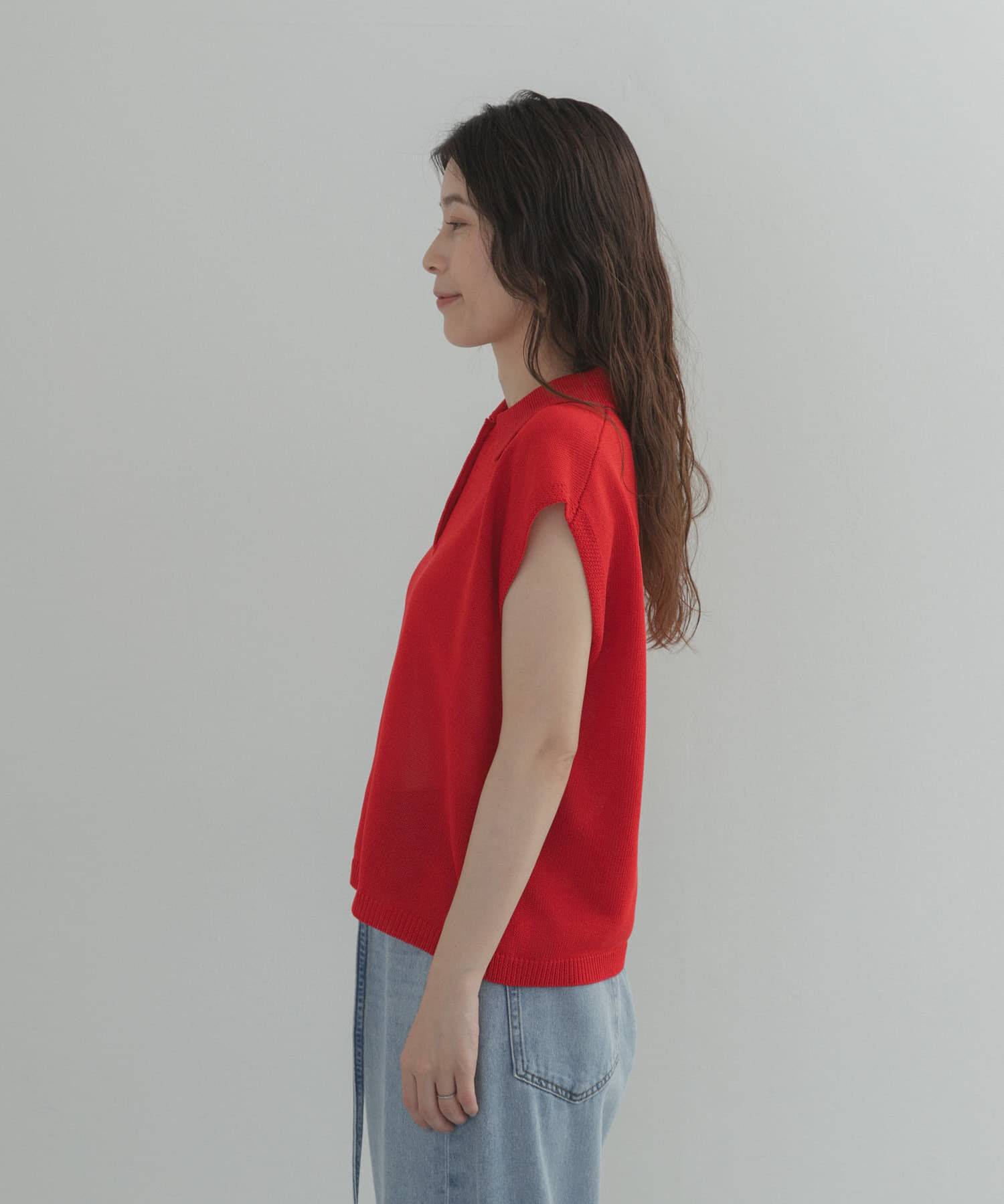URBAN RESEARCH DOORS「『WEB限定』フレンチスリーブポロニット」|ニット・セーター|