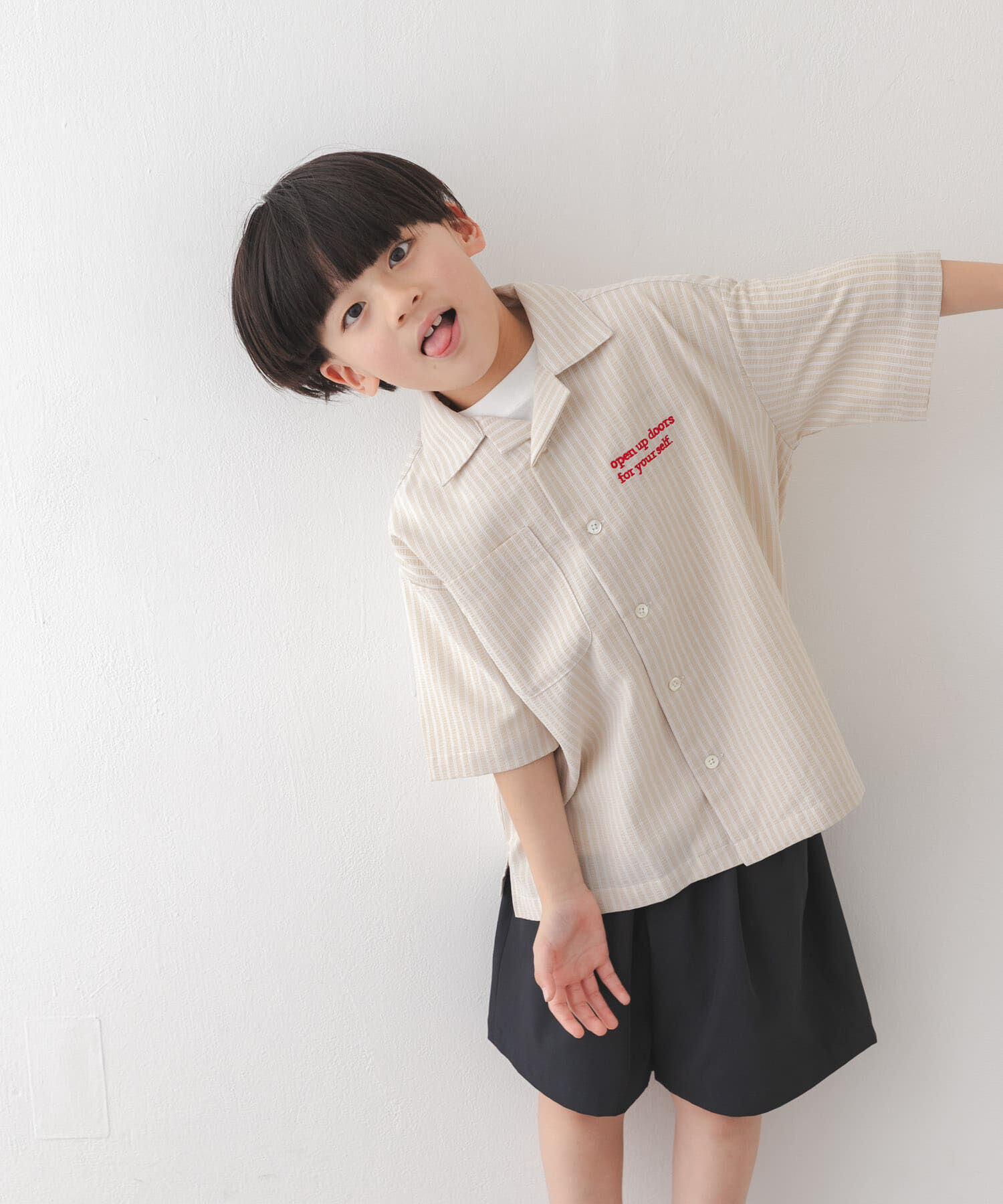 URBAN RESEARCH DOORS「『150サイズあり』ロゴ刺繍ストライプシャツ(KIDS)」|その他|