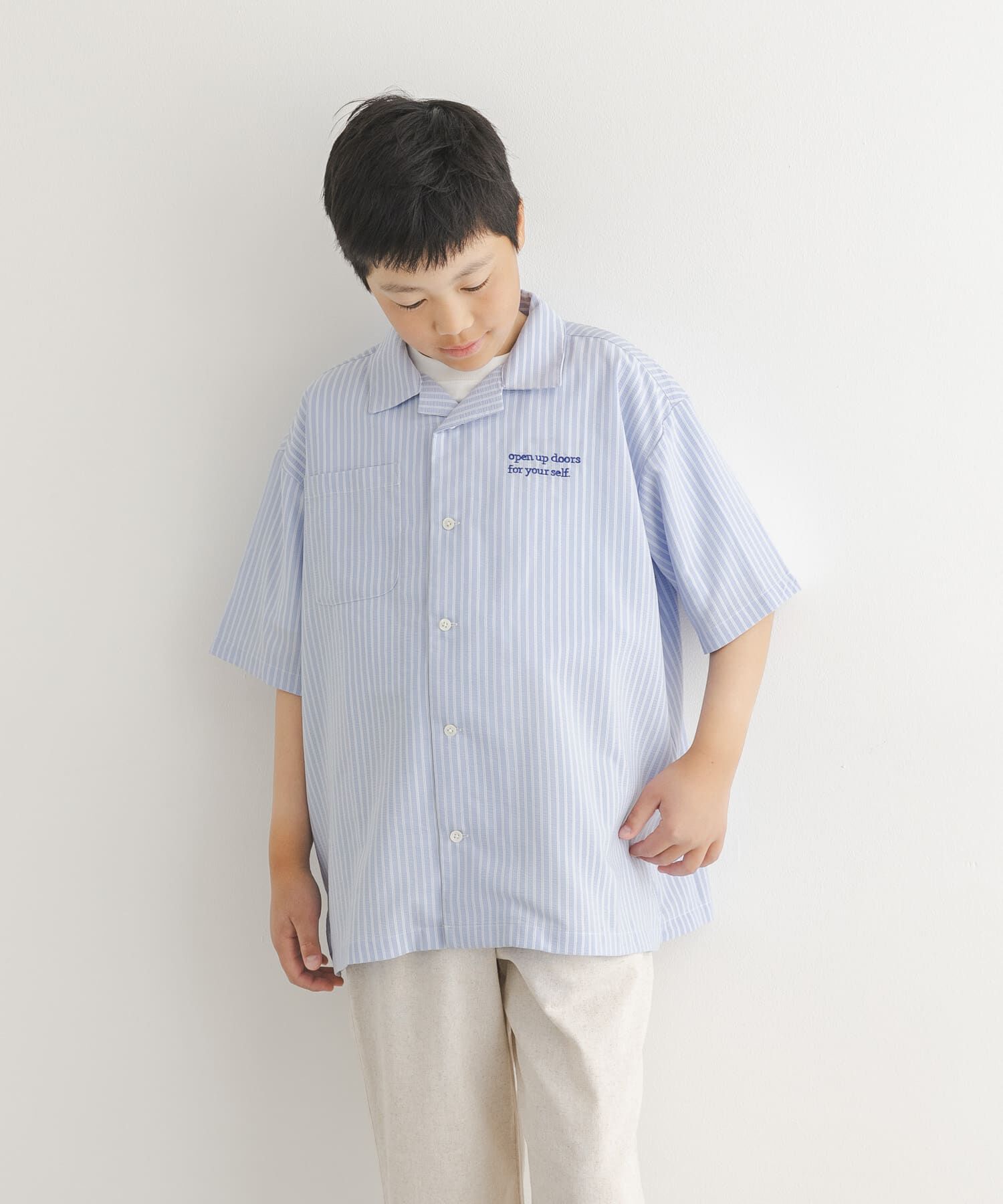 URBAN RESEARCH DOORS「『150サイズあり』ロゴ刺繍ストライプシャツ(KIDS)」|その他|