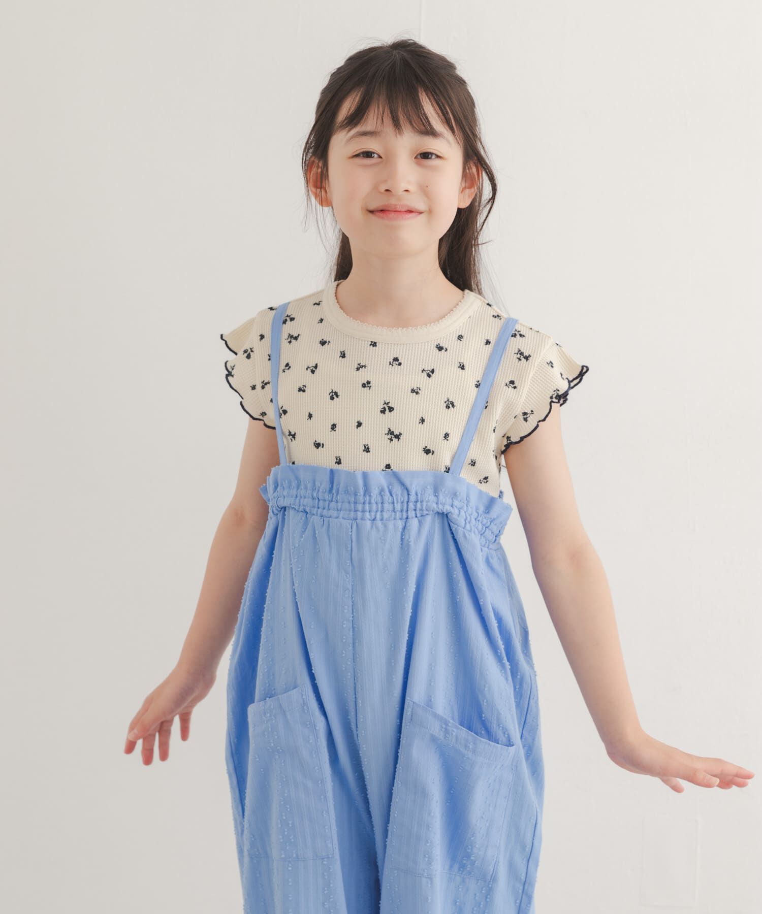 URBAN RESEARCH DOORS「花柄ワッフルフレンチフリルTシャツ(KIDS)」|その他|ホワイト系その他
