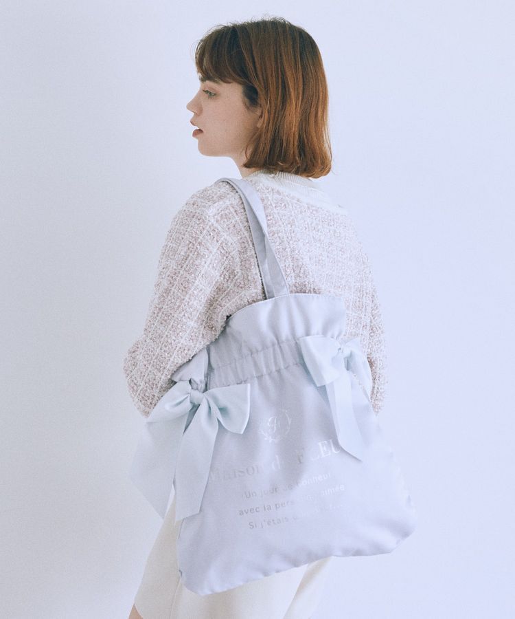 Maison de FLEUR「ダブルリボンギャザートートバッグ」|トートバッグ|ライトブルー