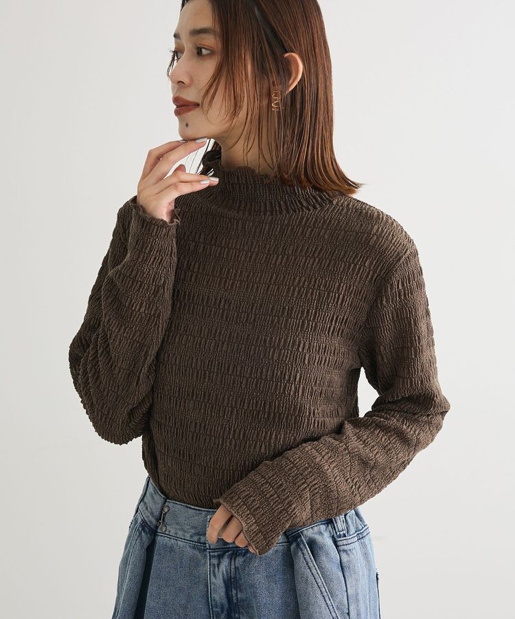 Green Parks「・Petit Fleur ジャガードハイネックロンTEE」|Tシャツ・カットソー|Brown