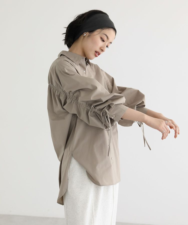 Green Parks「イージーケア袖シャーリングシャツ」|シャツ・ブラウス|