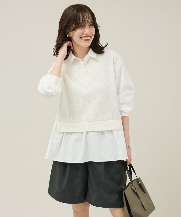 Green Parks「カットモールドッキングシャツチュニック」|チュニック|Ivory