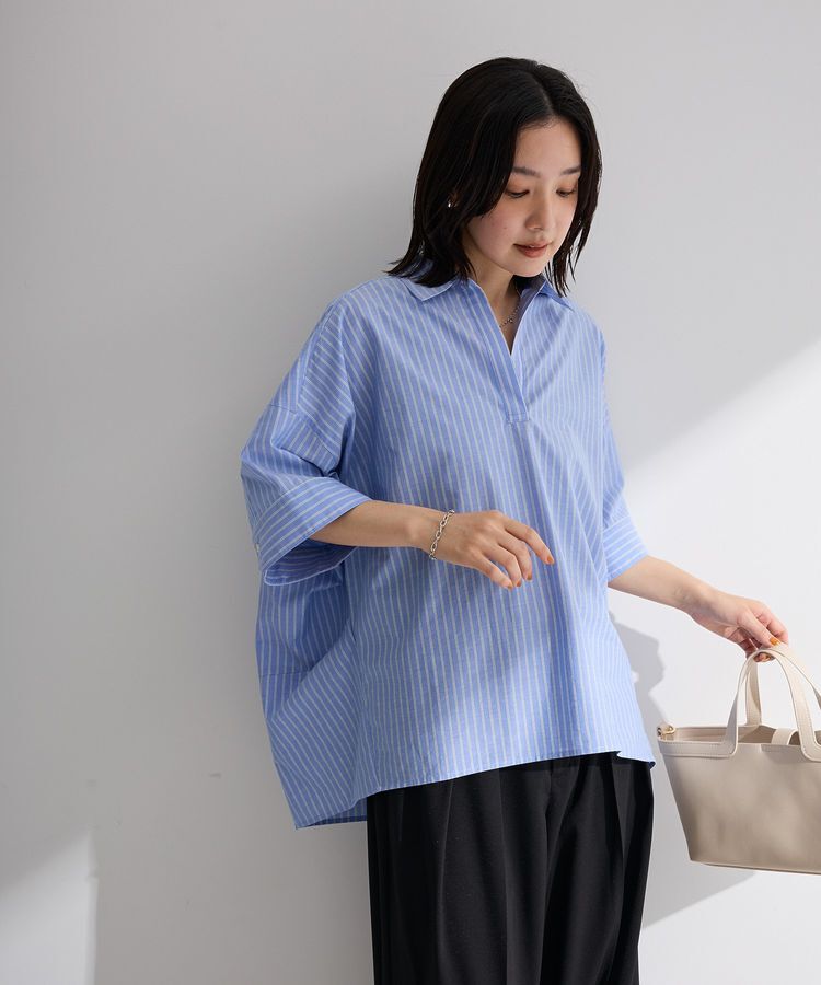 Green Parks「UVカットスキッパー半袖シャツ」|シャツ・ブラウス|Stripe