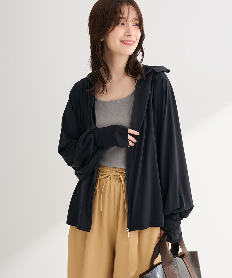 Green Parks「【適ON】フード付きUVカットパーカー」|カーディガン|Black