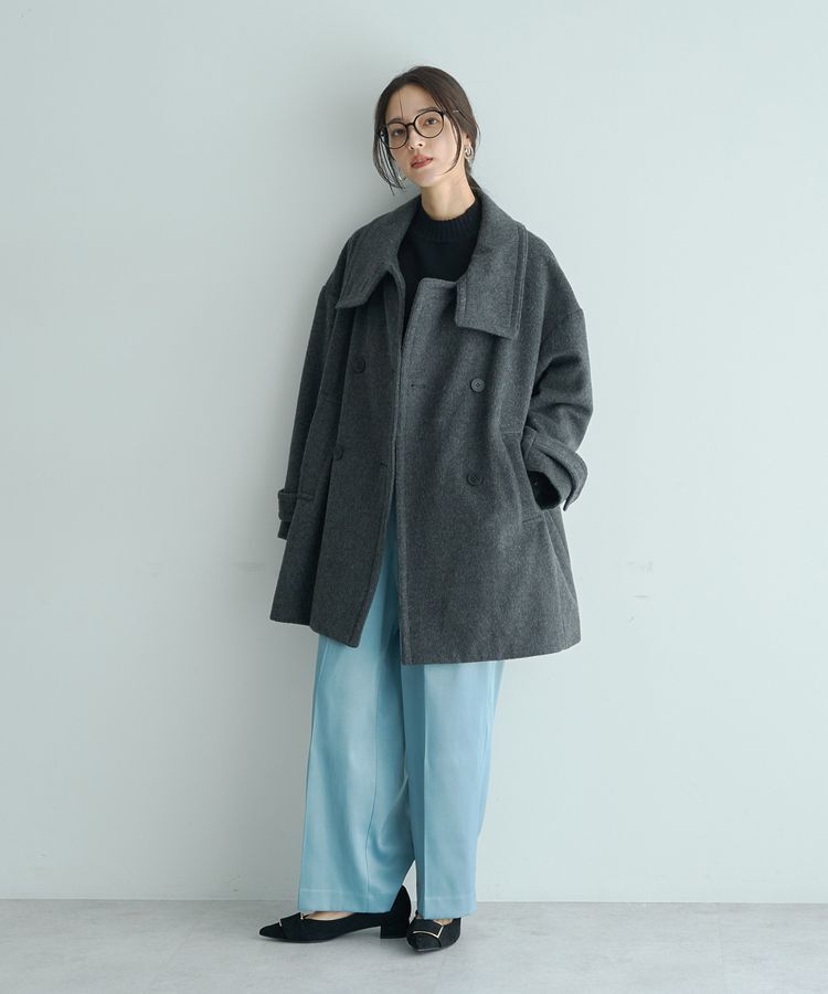 YECCA VECCA「ウール混ミドル丈スタンドカラーコート」|その他|