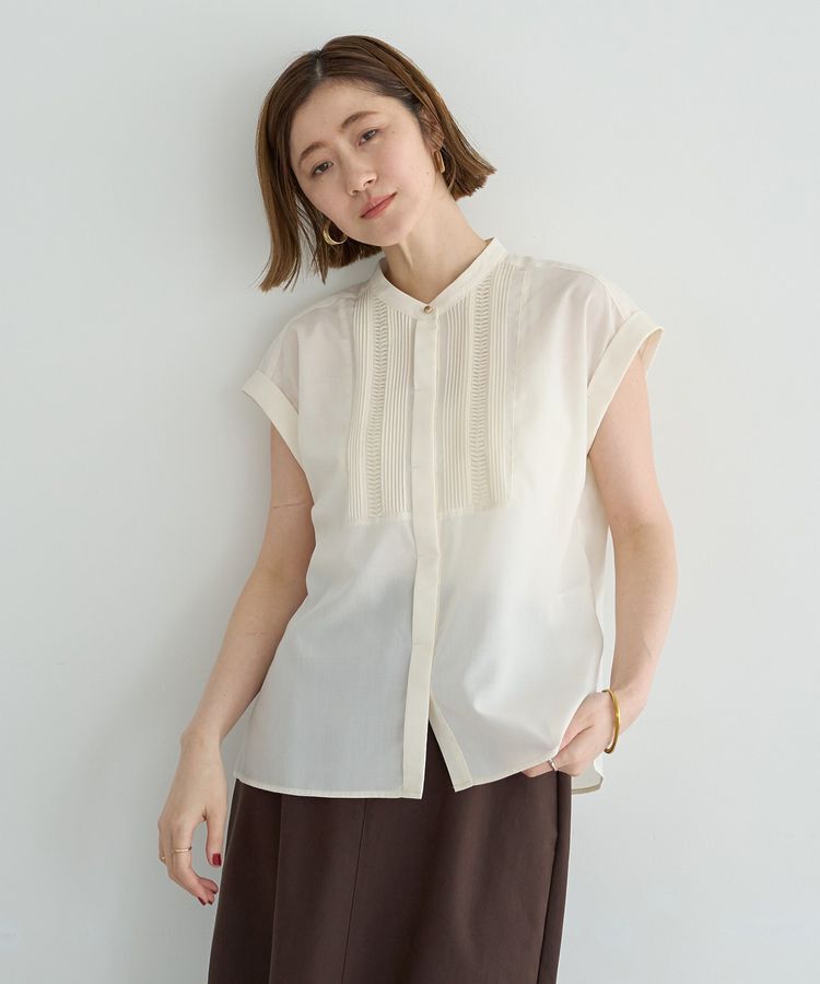 YECCA VECCA「スモッキングピンタックシャツ」|シャツ・ブラウス|Off White