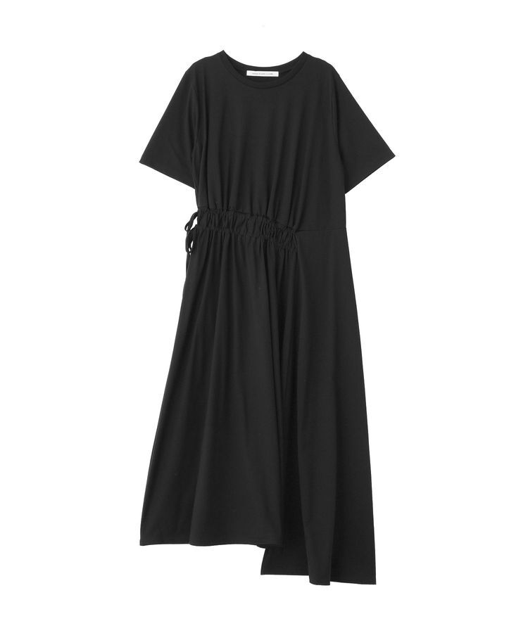 GARAGE OF GOOD CLOTHING「【日本製】ウエストギャザーアシメワンピース」|ワンピース|Black