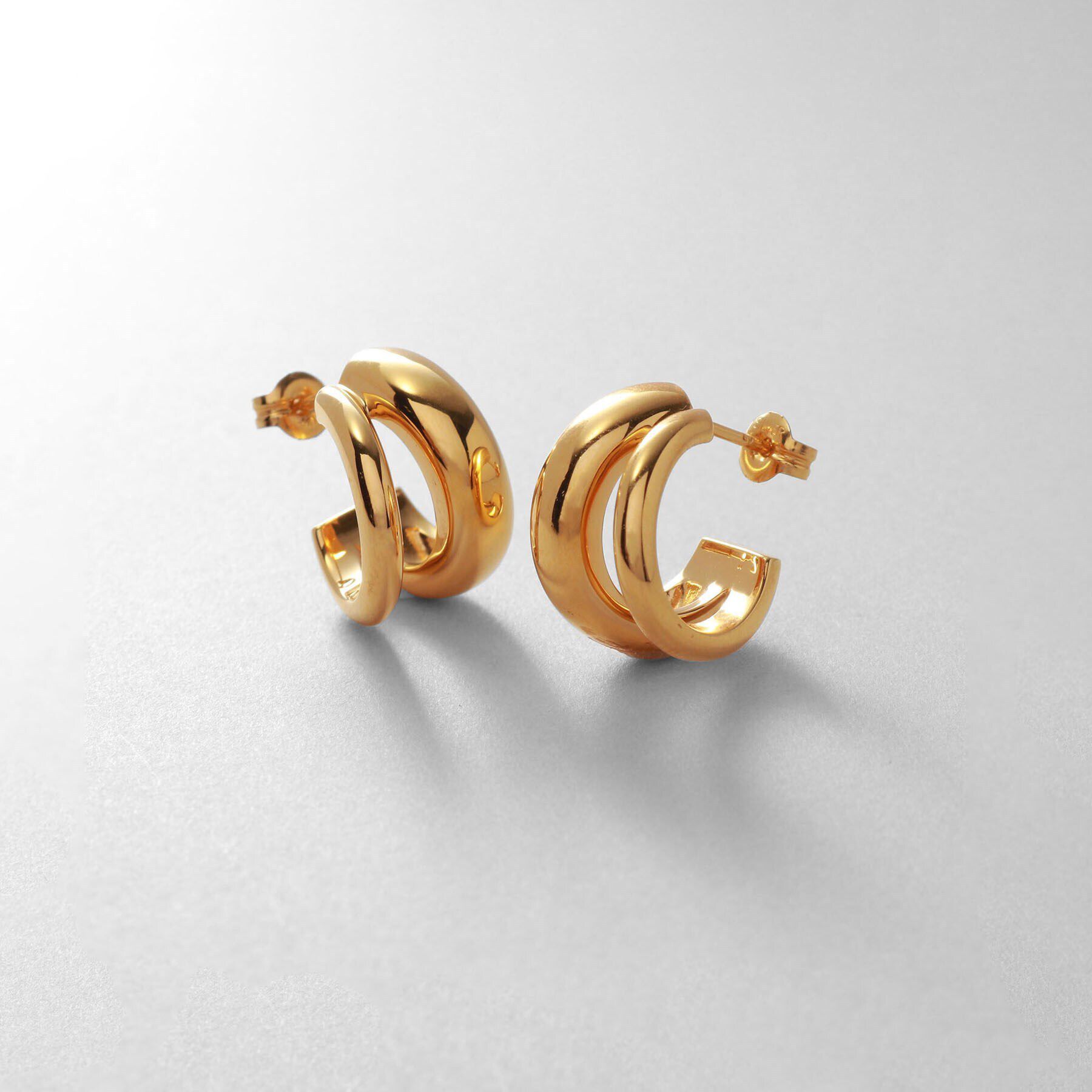 COCOSHNIK ONKITSCH「シルバー スモールフープ ダブルプランプピアス GP」|ピアス|