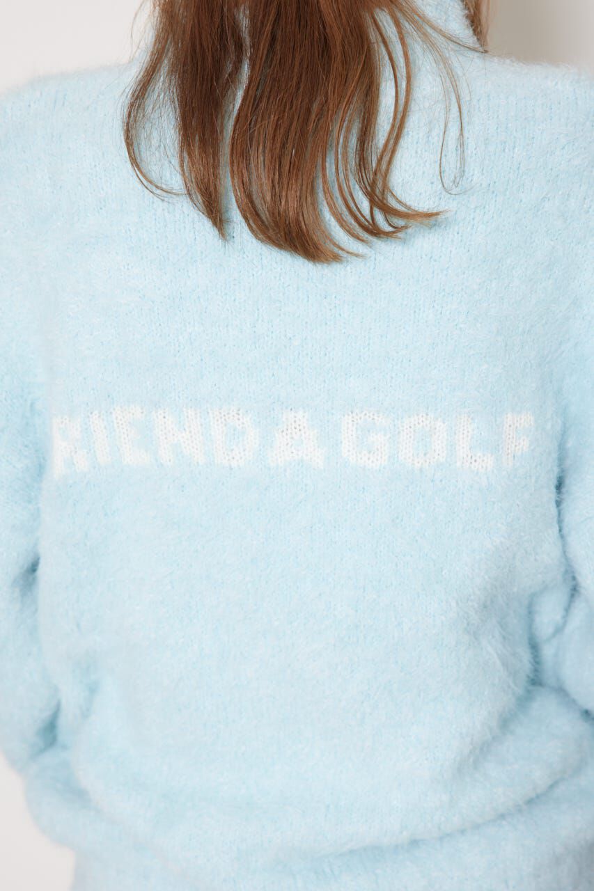 rienda「フェイクレザーロゴシャギーニットトップス」|ニット・セーター|