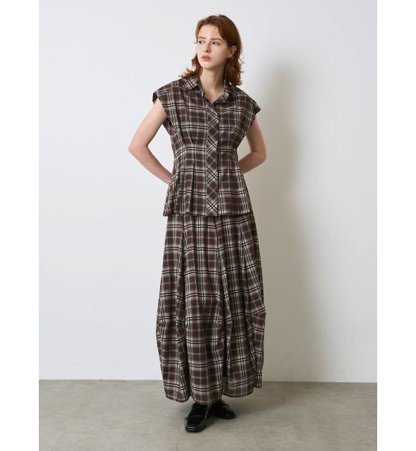 ELENDEEK「WAIST TUCK CHECK BL」|シャツ・ブラウス|