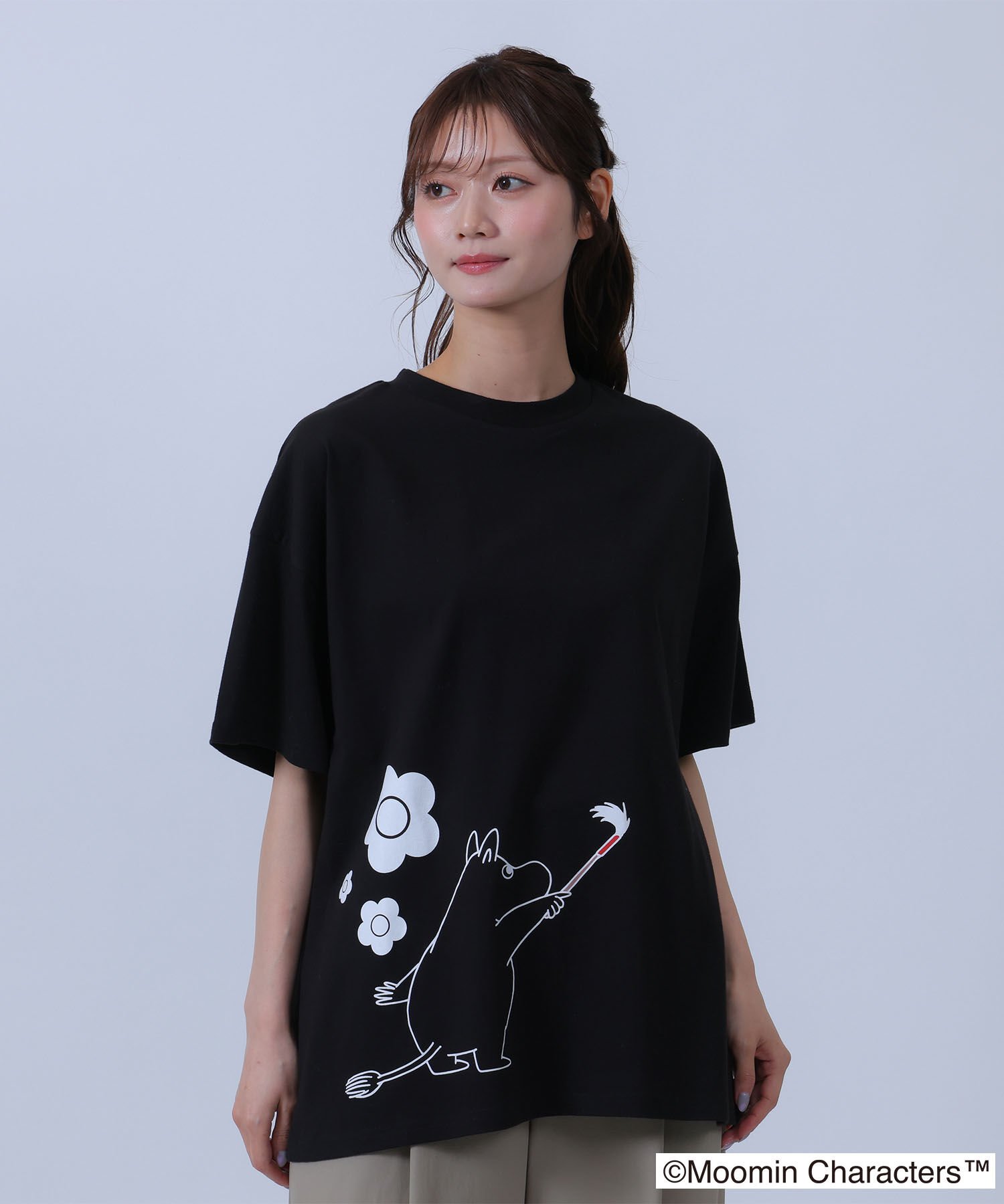 MARY QUANT「MOOMIN&times;MQペイントビッグ Tシャツ」|Tシャツ・カットソー|ブラック