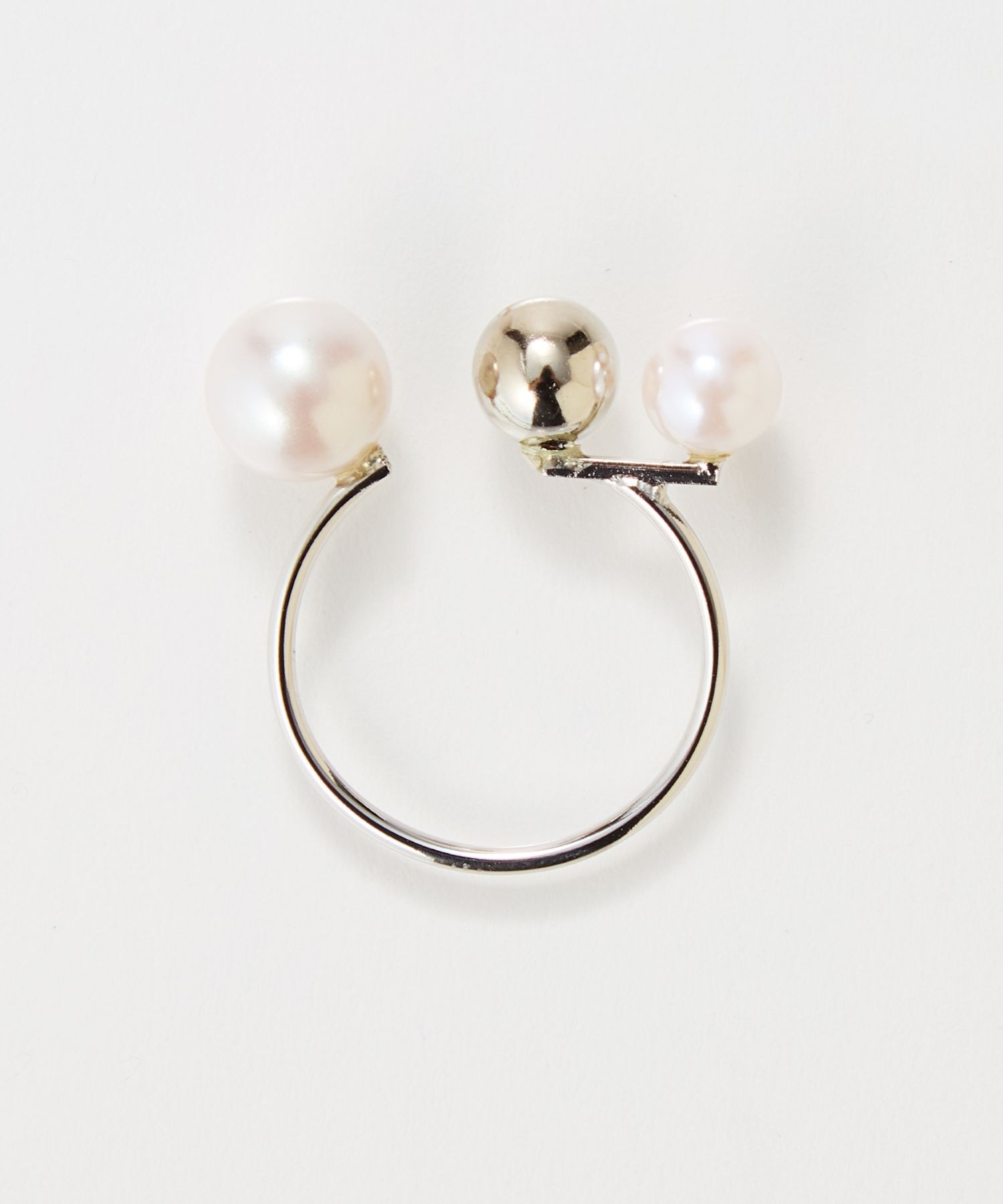 Phoebe「【金属アレルギー対応】ミックスドットリング　シルバー/ニッケルフリー/パール」|リング|