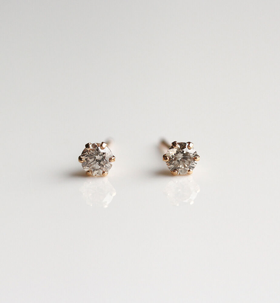  「一石 シャンパンダイヤモンド 0.3ct ピアス | K10YG」|ピアス|K10 イエローゴールド