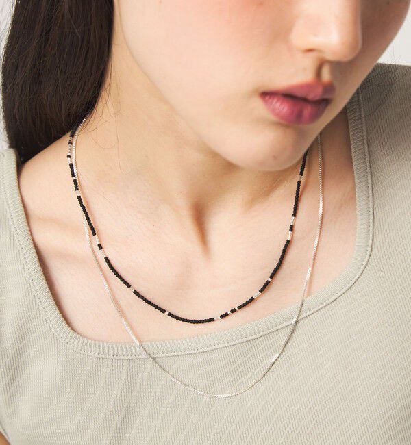 UNITED ARROWS green label relaxing「3WAY ビーズ＆チェーン 2連ネックレス」|ネックレス|BLACK