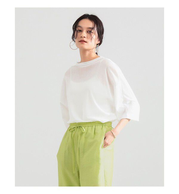 Demi-Luxe BEAMS 「コットン チュール オーバー Tシャツ」|Tシャツ・カットソー|WHITE