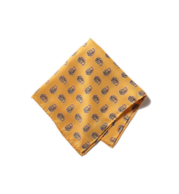 BEAMS PLUS「BEAMS PLUS / ビッグ ペイズリープリント シルク チーフ」|ハンカチ|YELLOW