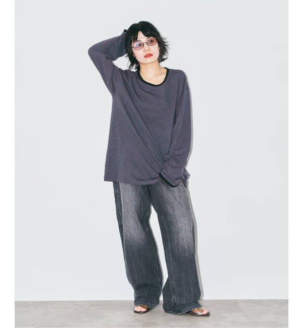  「《追加予約3》[THE MOOD]スラブボーダーロングTシャツ」|Tシャツ・カットソー|