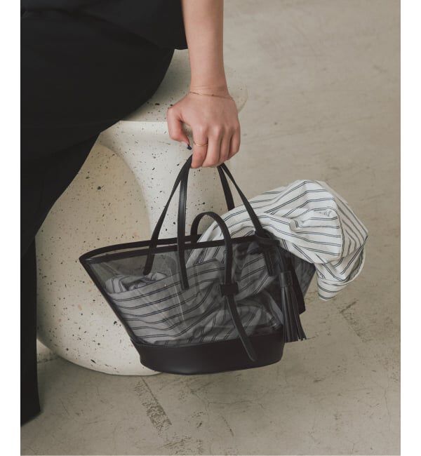 SLOBE IENA「BAGMATI/バグマティ SLOBE別注 レザーコンビバッグ BK24-SS23」|ハンドバッグ|ブラック