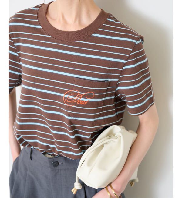 SLOBE IENA「DEUS/デウスエクスマキナ Pierre Stripe Tee」|Tシャツ・カットソー|ブラウン