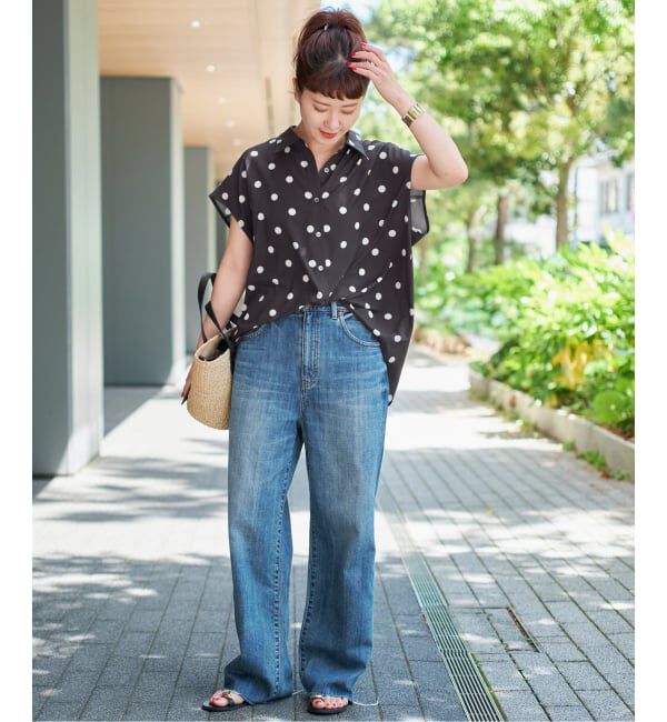 Spick and Span「《WEB限定 / 追加予約》ドットフレンチスリーブシャツ」|シャツ・ブラウス|