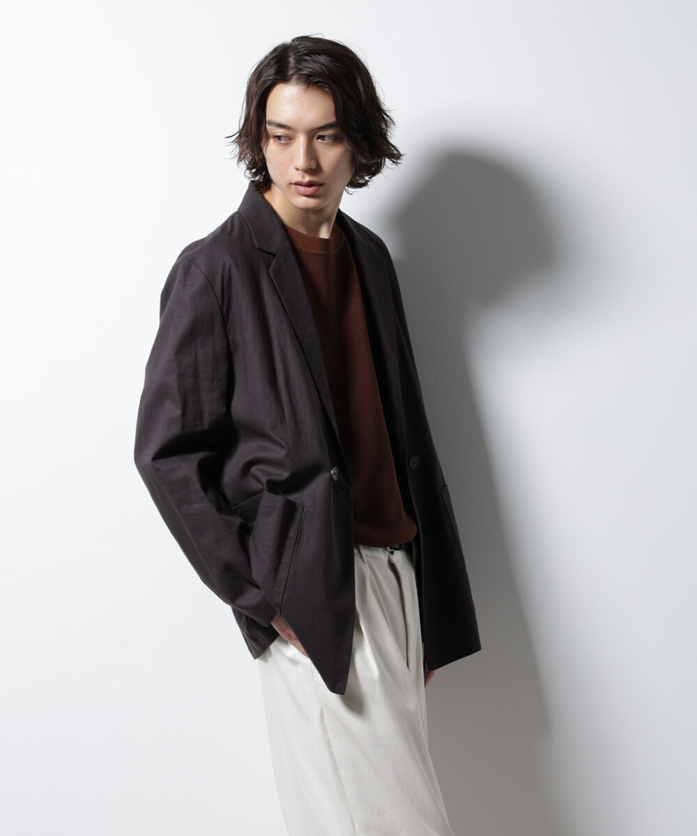 nano･universe「「BELGIUM LINEN FABRICS」リネンコットンダブルジャケット(セットアップ可)」|テーラードジャケット|