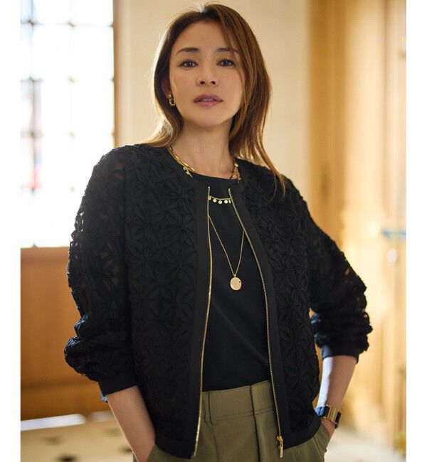 自由区「【累計1000枚突破・SHIHOさん着用・WEB先行販売・新色追加】テープエンブロイダリー ブルゾン」|ブルゾン・スタジャン|ブラック