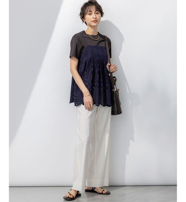 23区「【洗える】コットンエンブロイダリー キャミソール」|シャツ・ブラウス|