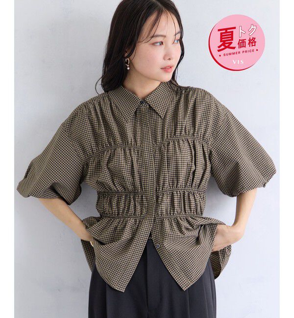 VIS「【夏トク価格】サッカーシャーリングバルーンシャツ」|シャツ・ブラウス|ベージュ系(28)