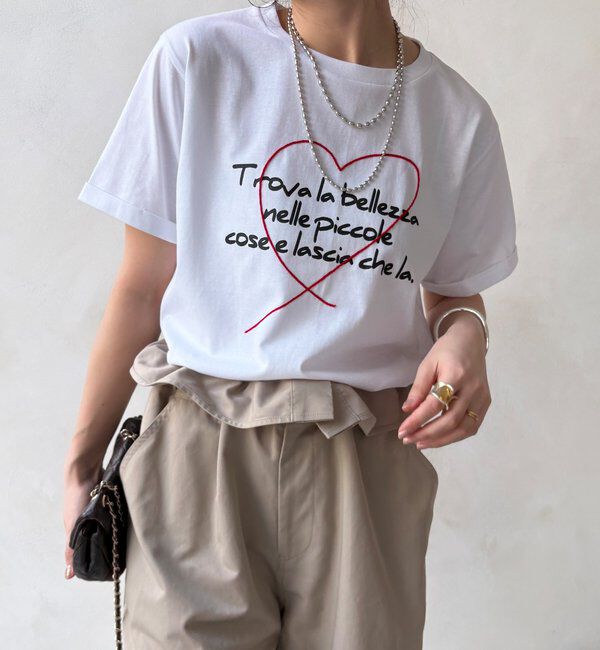  「【WEB限定】ハート刺繍ロゴプリントTEE」|Tシャツ・カットソー|